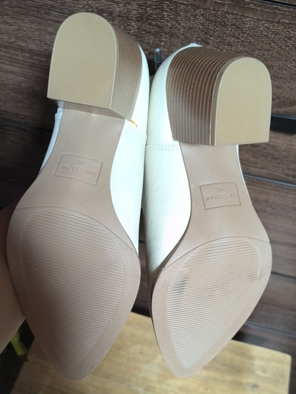 Sun + Stone Cream Pointed Toe Ankle Booties - Picture 4 of 7